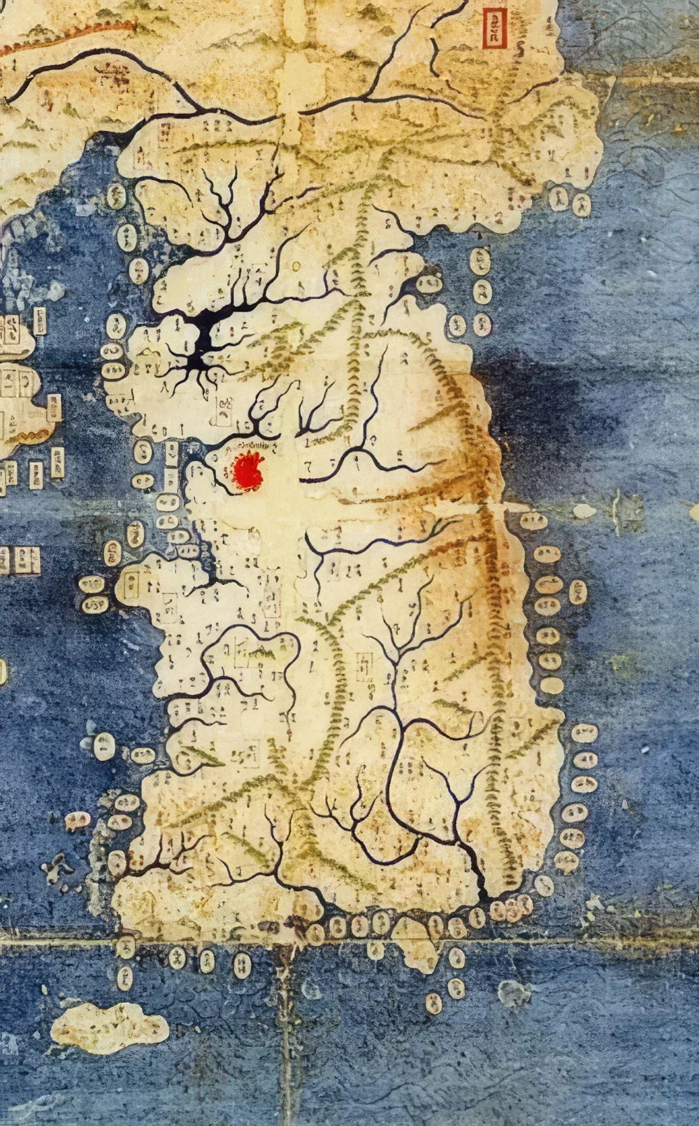 1402년 혼일강리역대국도지도 중 한반도 부분